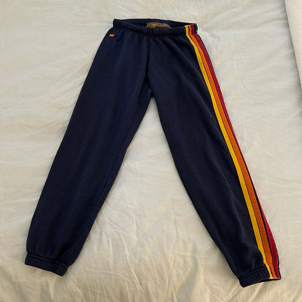 aviator nation navy 5 stripe sweatpants size S
